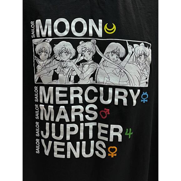 Sailor Moon Anime T-Shirt XL Black Mercury Mars Jupiter Venus Graphic Tee Toei - Picture 4 of 7